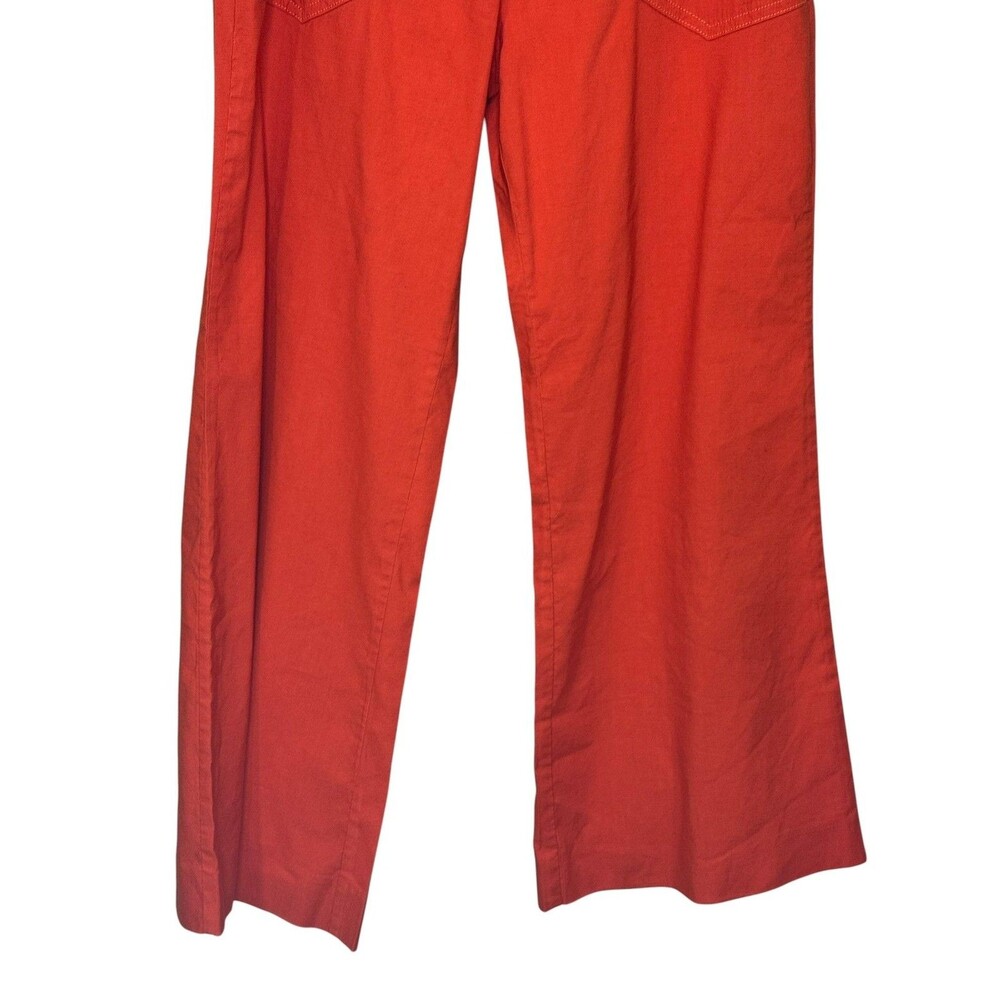 Maeve Colette Anthropologie Pants 10 Orange Linen Blend Wide Leg High Rise - Picture 5 of 11